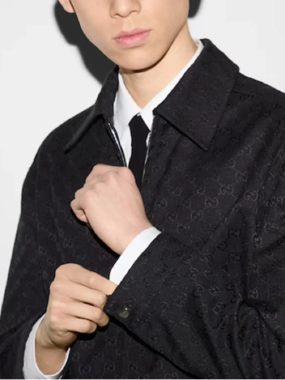 Reversible Gucci Black Canvas GG Jacquard and Nylon Zip-Front Jacket